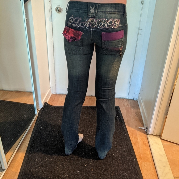 SOLD Playboy be-dazzled low rise jeans Y2K 90s - Picture 3 of 9